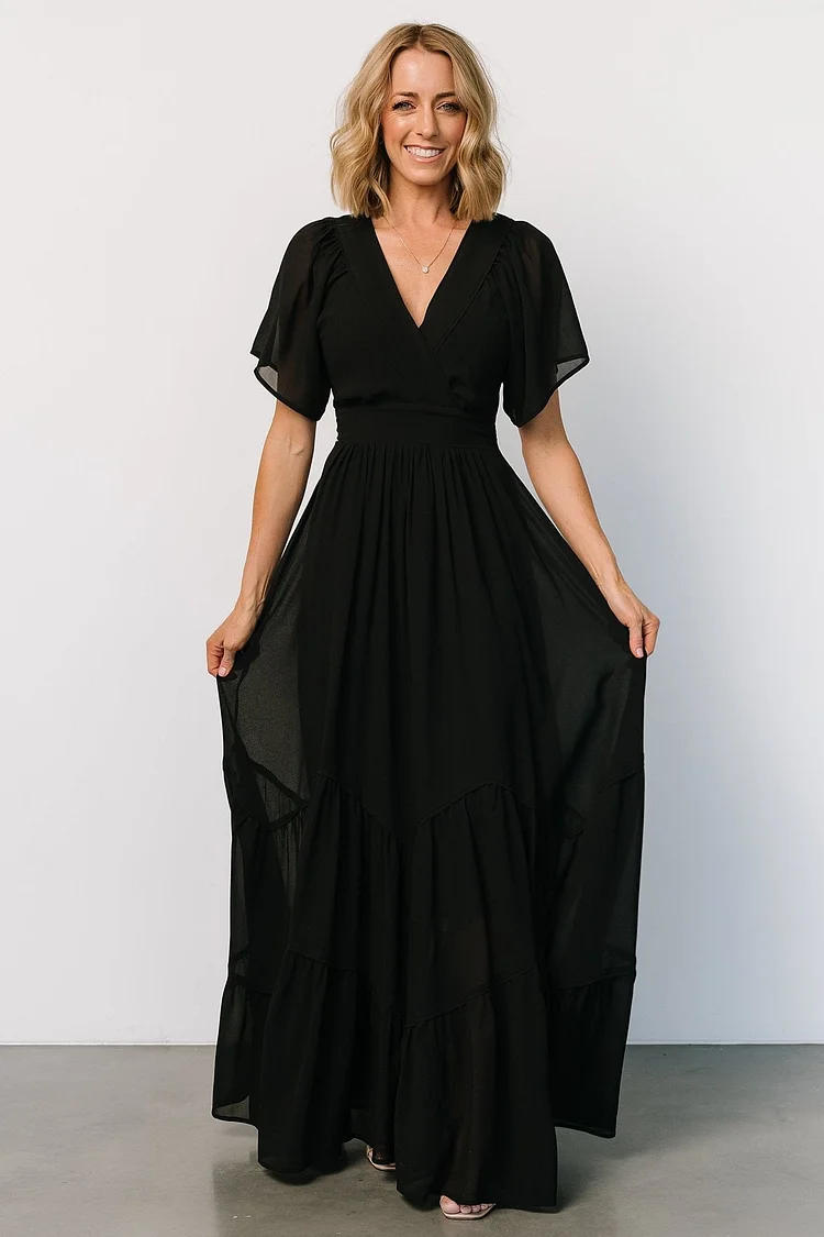 Floral Maxi Dress - Black