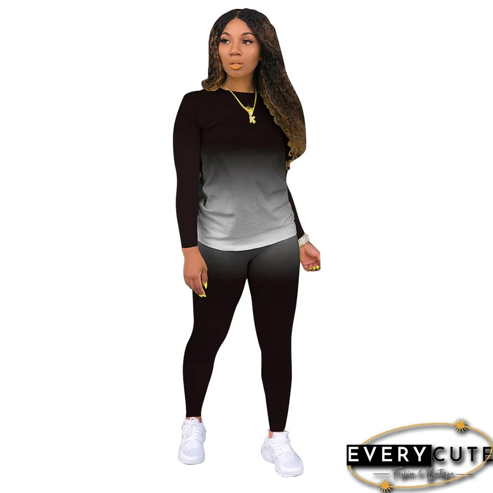 Black Gradient Long Sleeve Pant Set