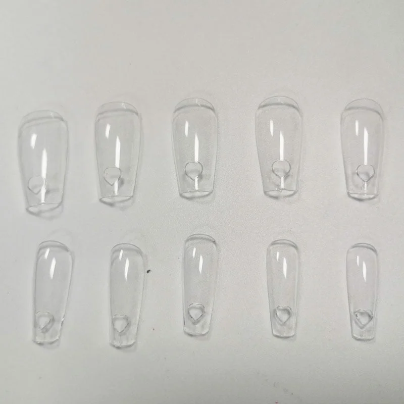 Cute Heart Medium Coffin False Nail Tips Full Cover Nails Fake Tip Press On Salon Manicure Supply Supply-Nail Inspo