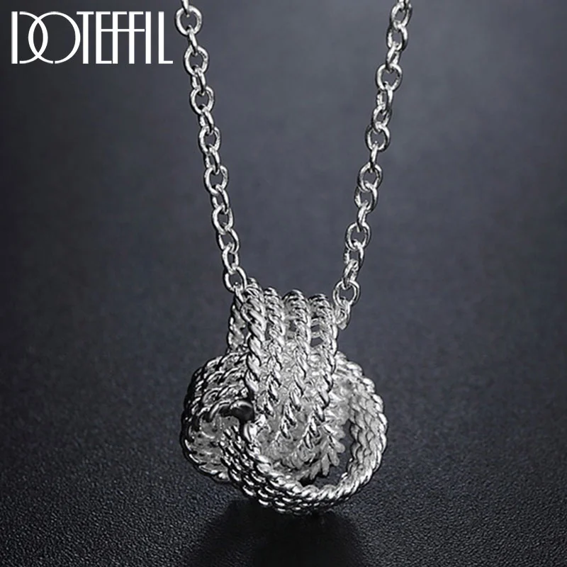 DOTEFFIL 925 Sterling Silver 18 Inch Tennis Pendant Necklace For Women Jewelry