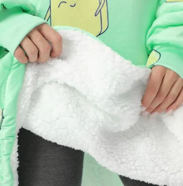 Wearable Blanket Men Women Giant Oversize Hoodie Sweatshirt Sweat Hooded Winter Bathrobe Blanket Sherpa Fleece Outwears