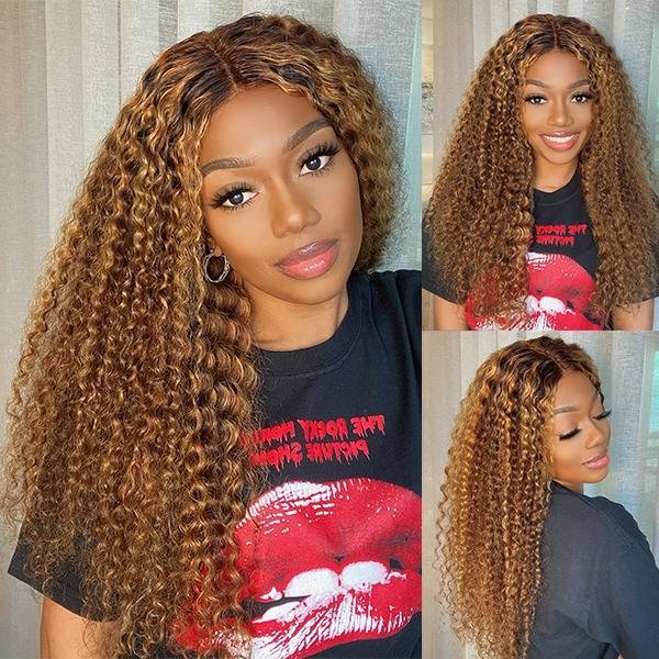 Black Brown Brazilian Water Wave 360 Lace Frontal Curly Wigs