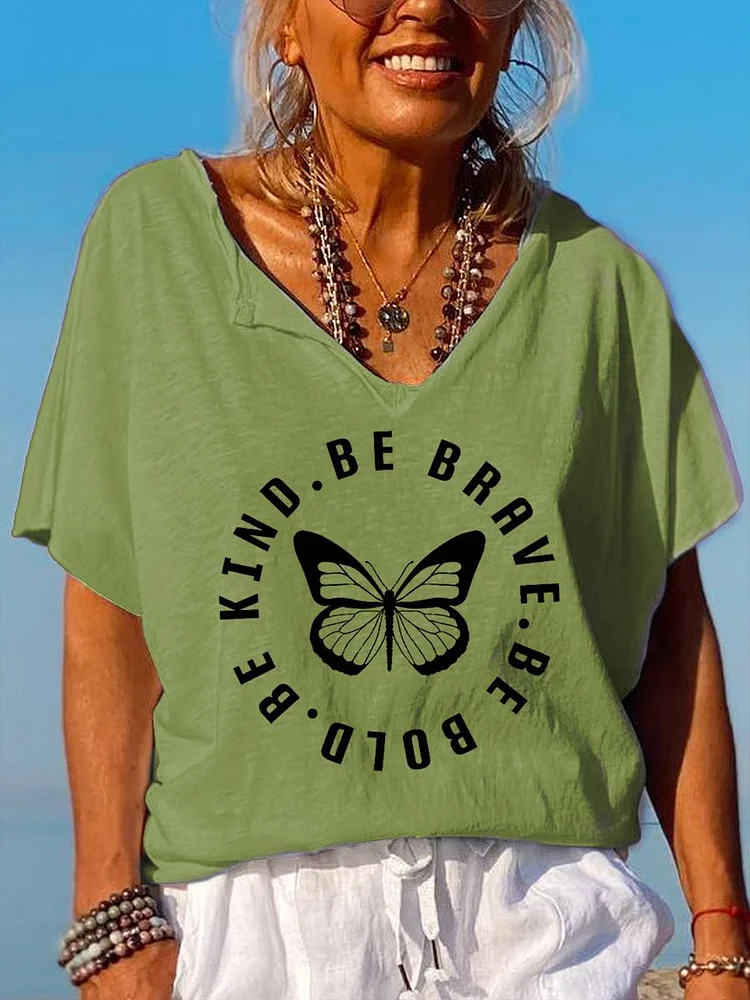 Be Brave Be Bold Be Kind Teacher V Neck T-shirt-06706