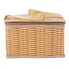 Portable Wicker Rattan Outdoor Camping Picnic Bag Food Container Basket