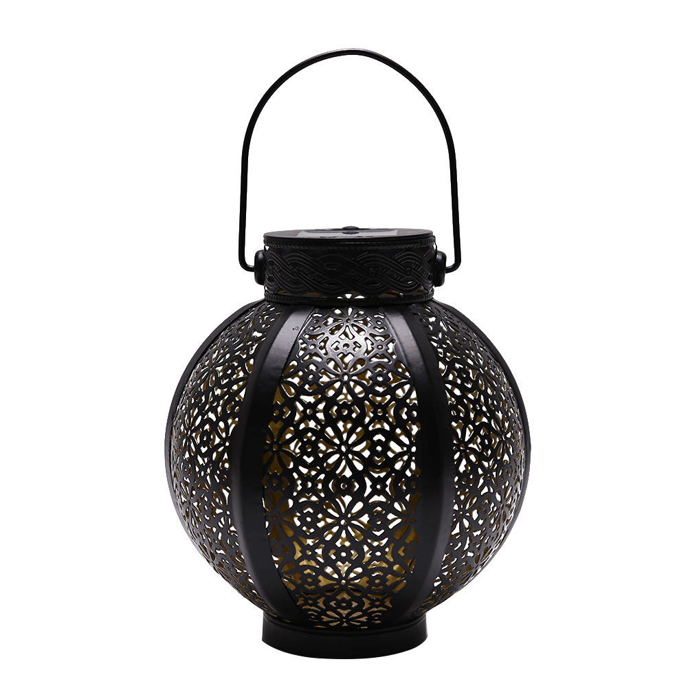 

Solar Lanterns - Hollowed Flower Wrought Iron Decor Lanterns Light (Black), 501 Original