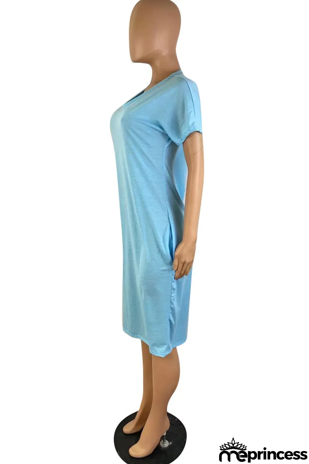 Orange Fashion Casual Solid Basic V Neck Short Sleeve Dress