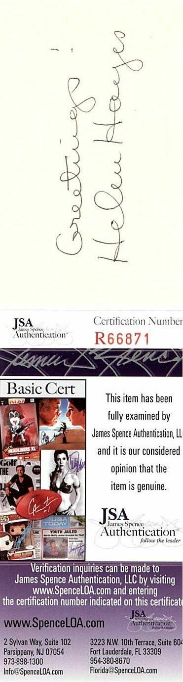 HELEN HAYES (DECEASED) OSCAR WINNER CUT SIGNATURE JSA AUTHENTICATED. COA #R66871