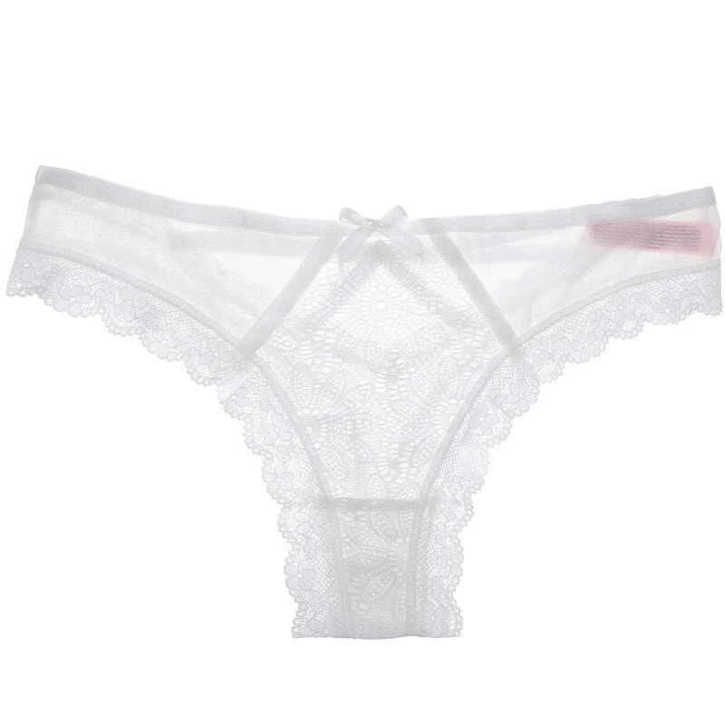 FINETOO Sexy G-String Panties Sexy Women Lace Low-waist Bow Briefs Female Hollow out Underwear Lady French Style Lingerie Panty
