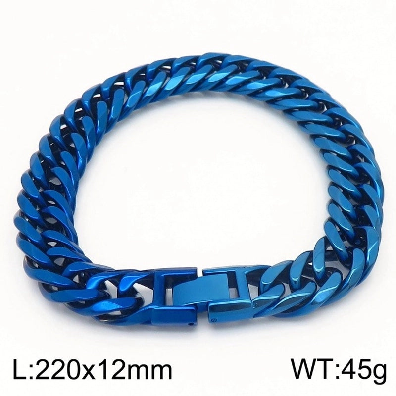 Hip-Hop Solid Color Titanium Steel Plating 18K Gold Plated Men’s Bracelets