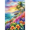 (40*60cm)Seaside Coconut Trees Flowers - Full Round Drill Diamond Painting