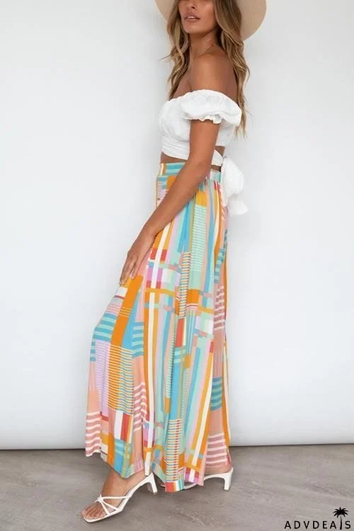 Geometry Print Wide Leg Pants
