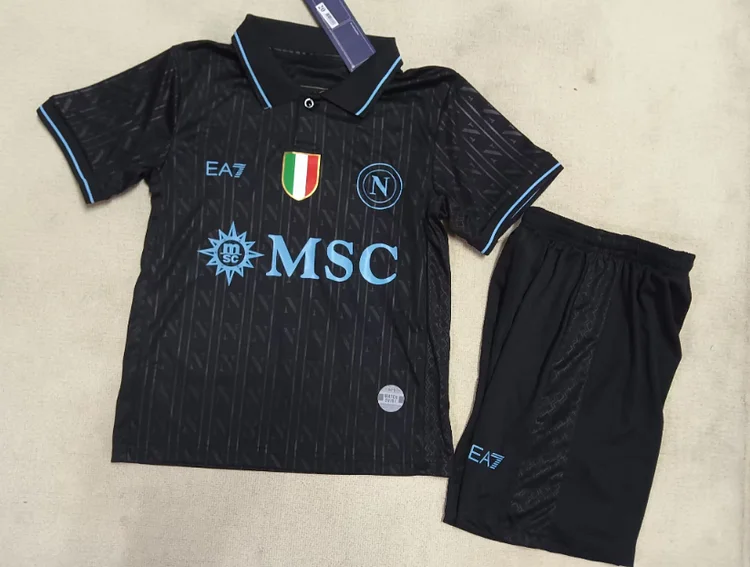 2025-26 Napoli Away Second Match Black Jersey - Children's Set