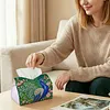 Diamond Art Tissue Box Cover DIY PU Desktop Organizer Large(peacock)