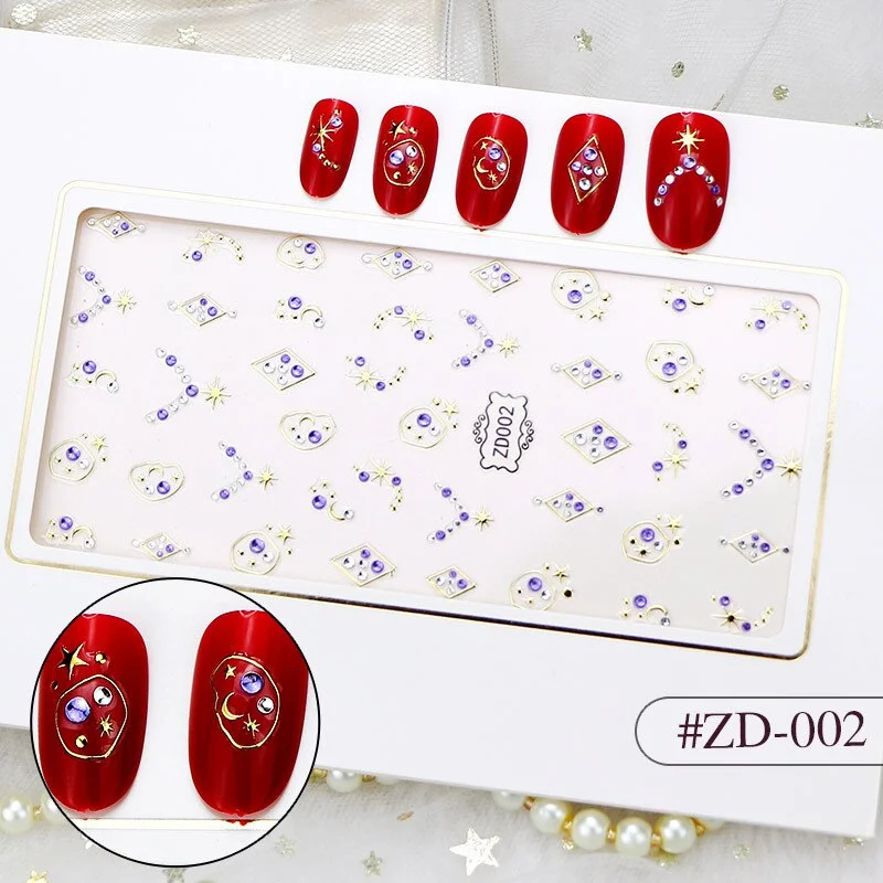 24 Design Fashion Colorful Winter Style 3D Rhinestone Nail Decals Nail Art Sticker DIY Manicure Accessory Nail Art Stickers