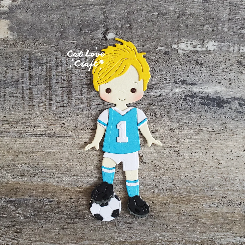 Nigikala Soccer player Boy Girl Metal Cutting Dies Scrapbooking Stencil Die Cuts Card Making DIY Craft Embossing New Die For 2023