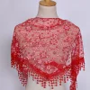 Floral Lace Triangular Scarf Breathable Tassels Hijab Shawl