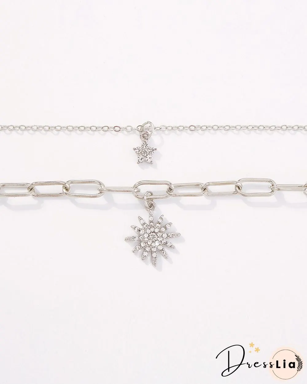 Sun & Star Pattern Multi-layer Chain Necklace Pendant