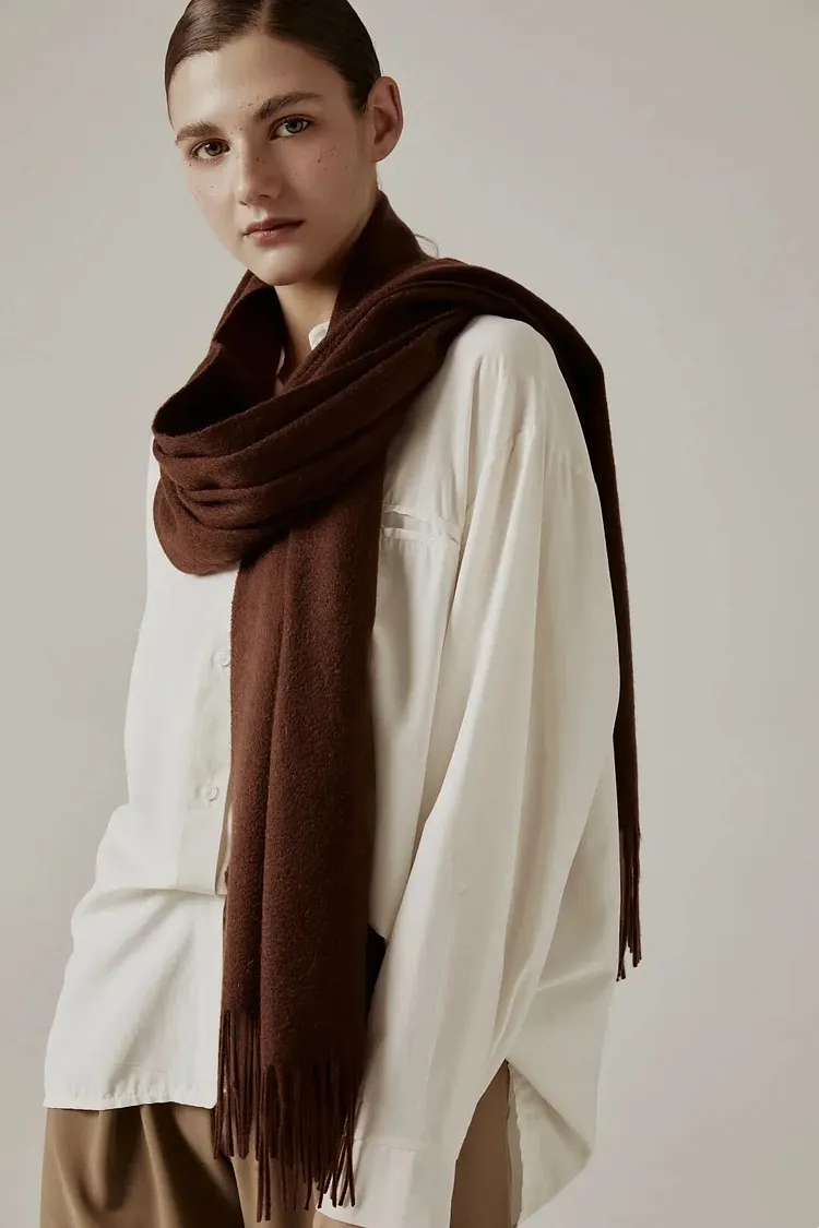 Coffee brown tassel scarf