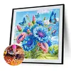 Schmetterling und blaue Blumen - speziell geformtes Diamantgem&auml;lde - 30*30cm