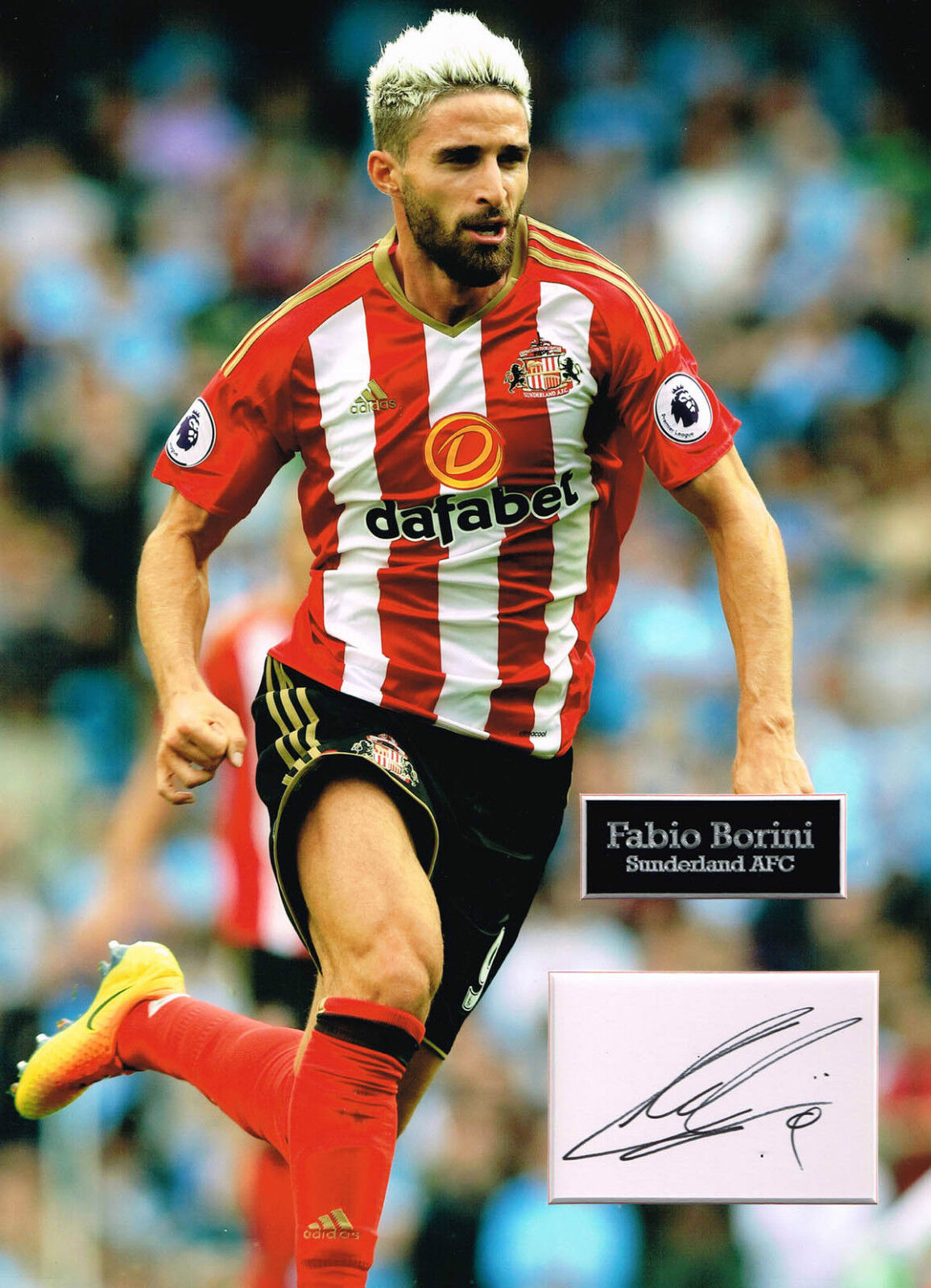 Fabio BORINI SIGNED Autograph 16x12 Photo Poster painting Mount AFTAL COA Sunderland AFC