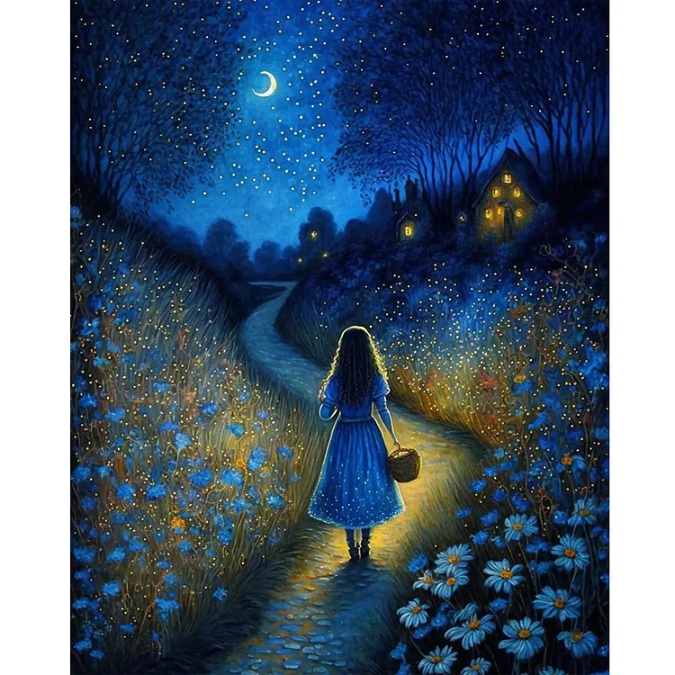 Full Round Diamond Painting - Girl Walking At Night 40*50CM