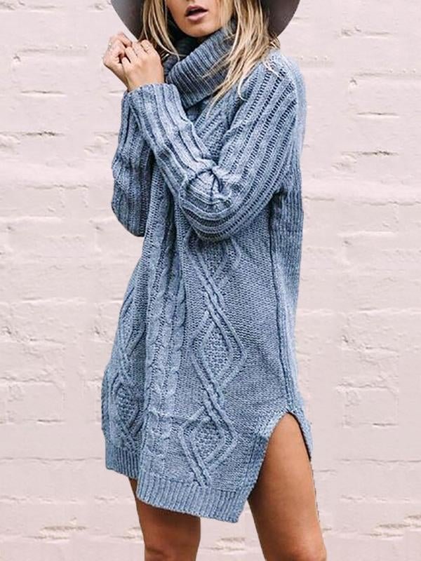 High-neck Long Sleeves 2 Colors Sweater Tops | EGEMISS