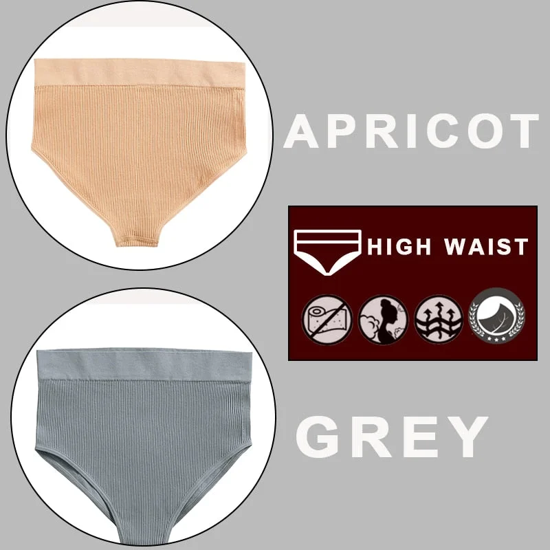 FINETOO 2PCS/Set Sexy Women Panties Underwear 10 Solid Colors Underpants For Girls High Waist Bodyshaper Briefs Seamless Pantys