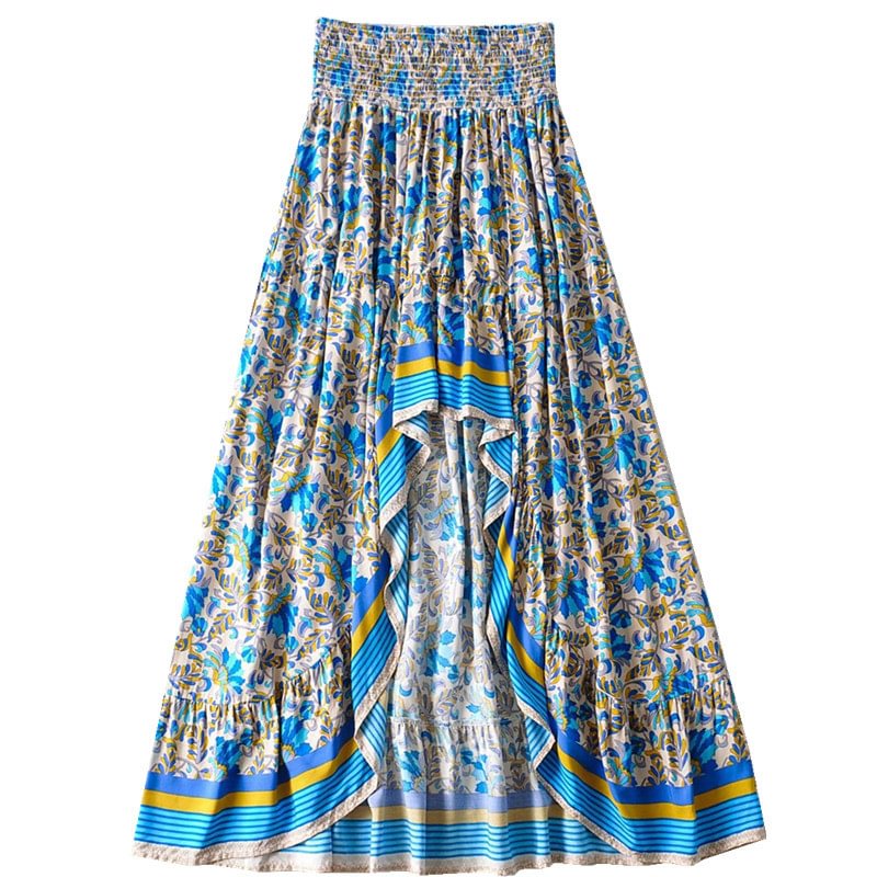 Fashion Bohemia Asymmetrical Hem Floral Skirts