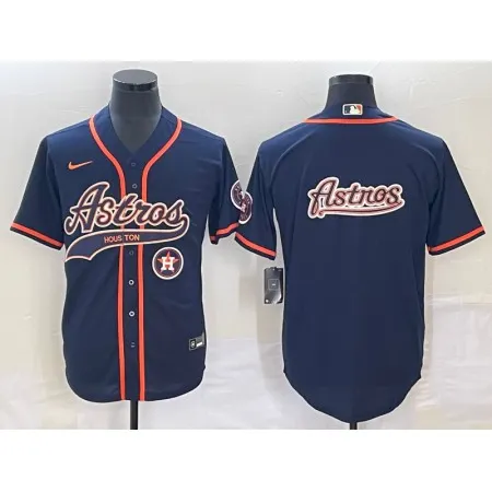 Men's Houston Astros Navy Team Big Logo With Patch Cool Base Stitched Baseball Jersey Y2X2