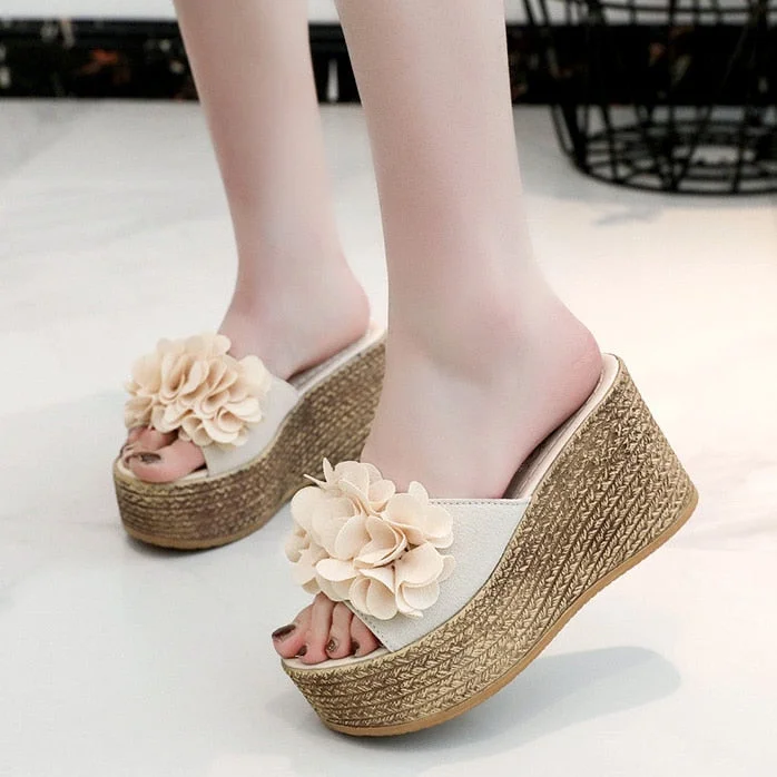Ladies Slippers Summer Beach Shoes Women High Heels Platform Wedge Slippers Women Shoes Sandals 2021 Zapatillas Mujer Casual