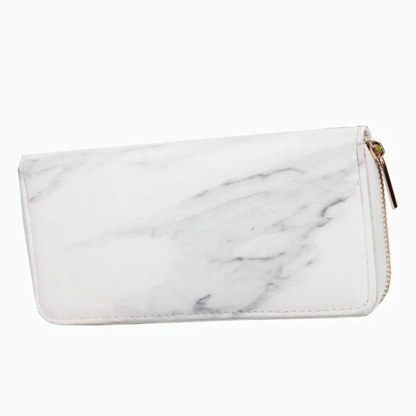 Mongw Brand Women's Fashion Leaves Marble Printed Wallet Leather Long Purse Quality Zipper Day Clutch Brass Zipper Casual Holders