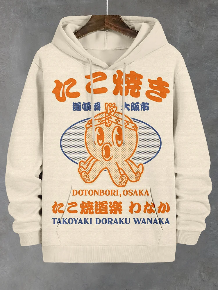 Men's Takoyaki Japanese Art Print Casual Hoodie