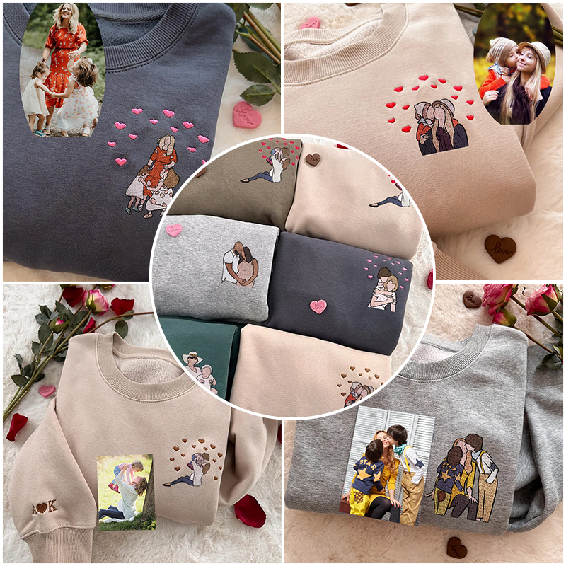 Loveyoufancy Custom Embroidered Mom Portrait Sweatshirt from Photo