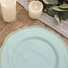 10 Pack | 9" Jade / Gold Scalloped Rim Plastic Dinner Plates, Disposable Party Plates