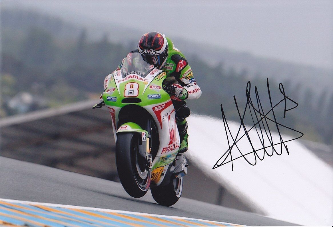 MotoGP HECTOR BARBERA Signed PRAMAC DUCATI Colour 12x8 Photo Poster painting