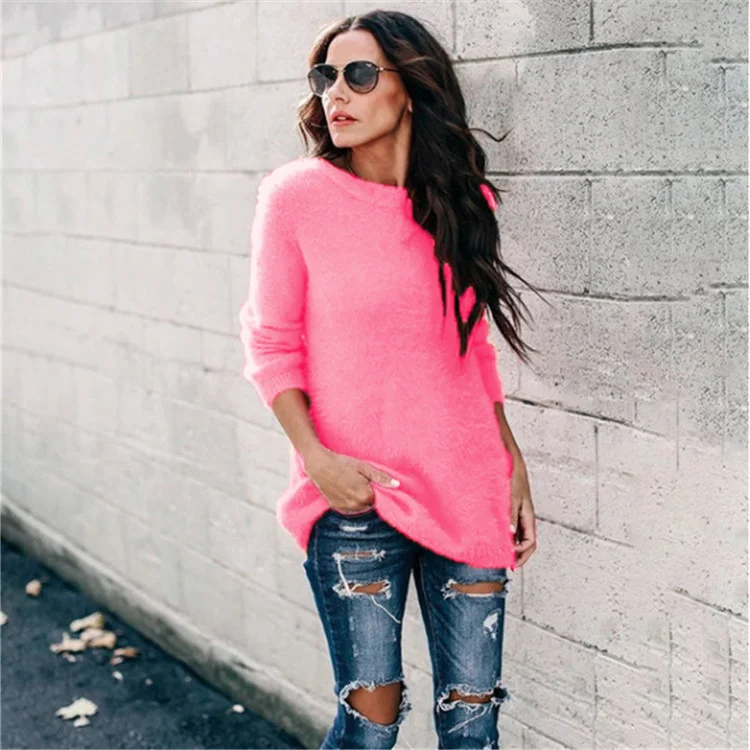 Uveng Uveng 2024 New Fast Selling Burst Knitted Shirt Splicing Tset-Head Sweater Woman