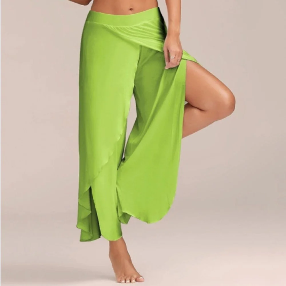 Smiledeer Summer new women's ruffled slit wide-leg pants