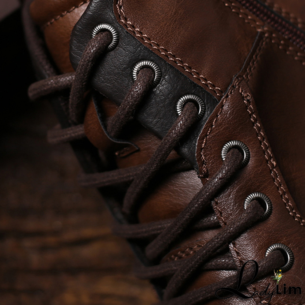 Black Vintage Split Joint Cross Straps Round Leather Shoes