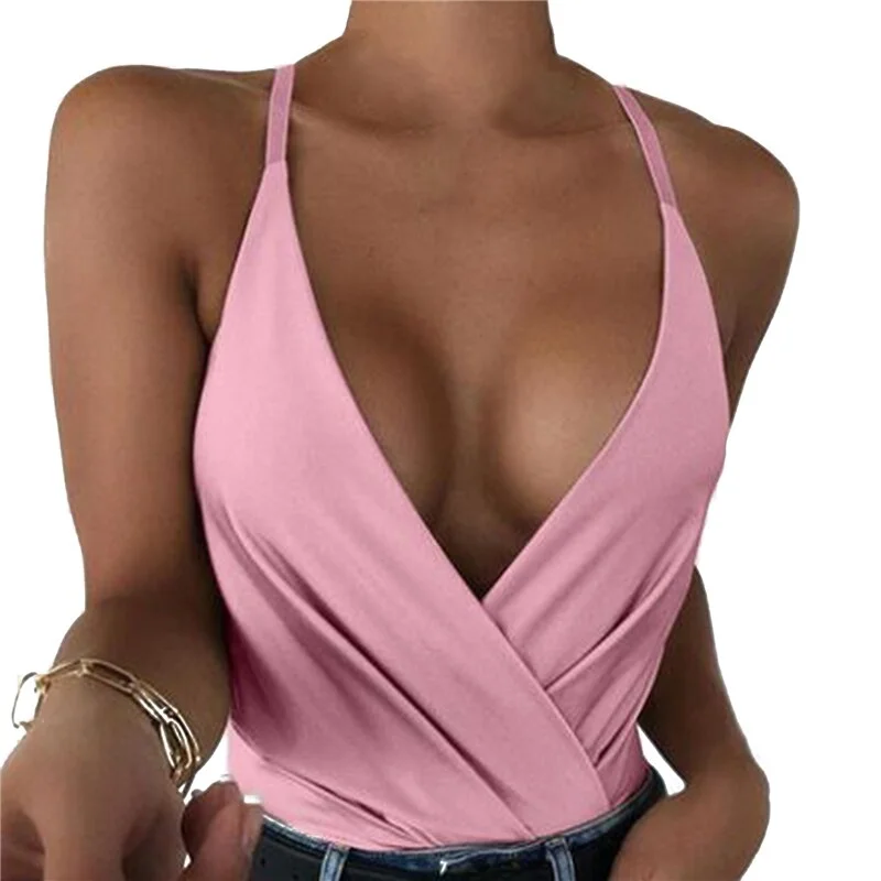 Mongw 2022 New Summer Women Tops Camisoles Sexy Deep V Neck Cross Spaghetti Strap Cami Casual Nightclub Crop Top FemaleNew  Tops