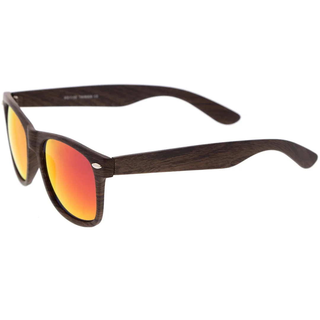 Classic Wood Printed Colored Mirror Square Lens Horn Rimmed glasses 54mm