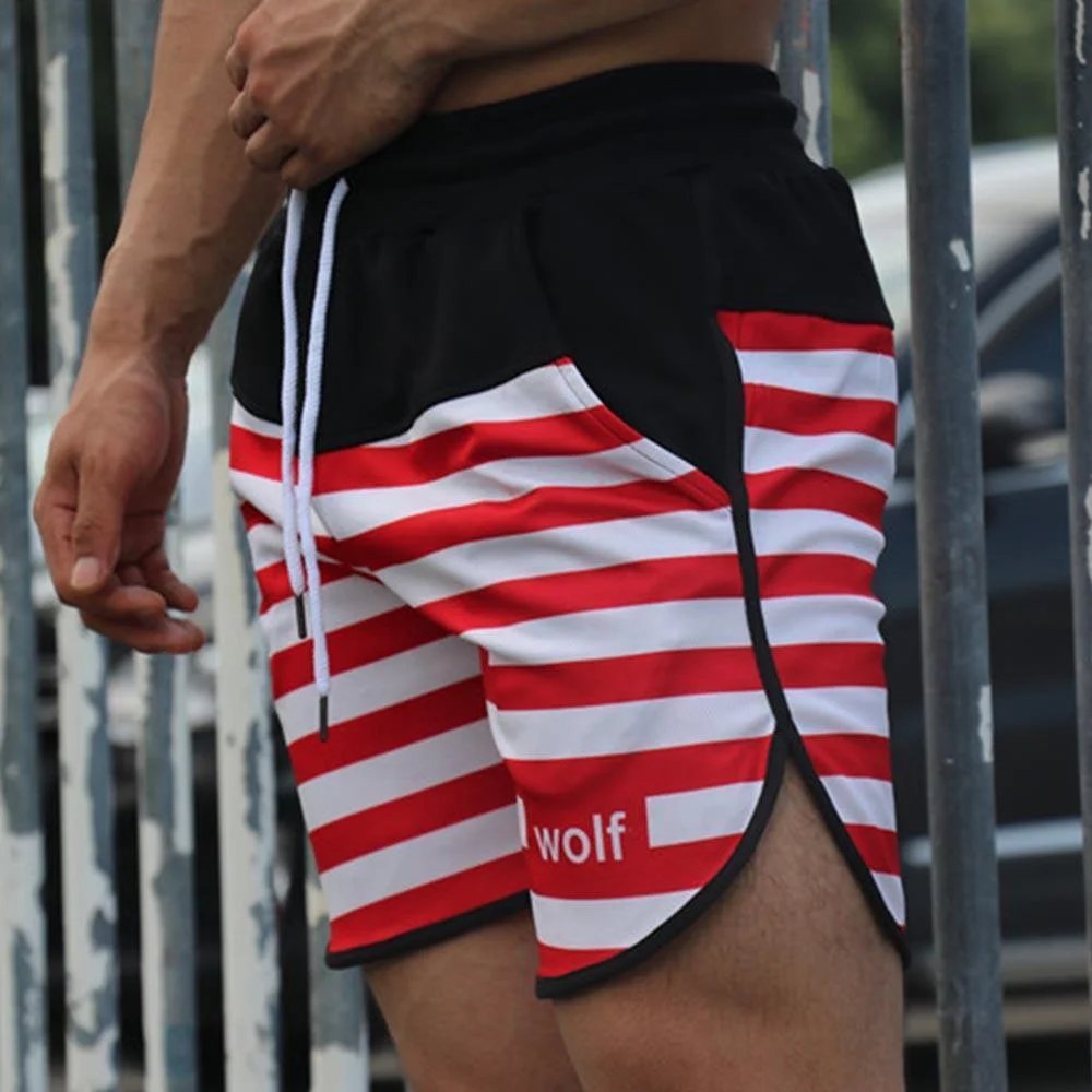Colorblock Stripe Sports Drawstring Shorts