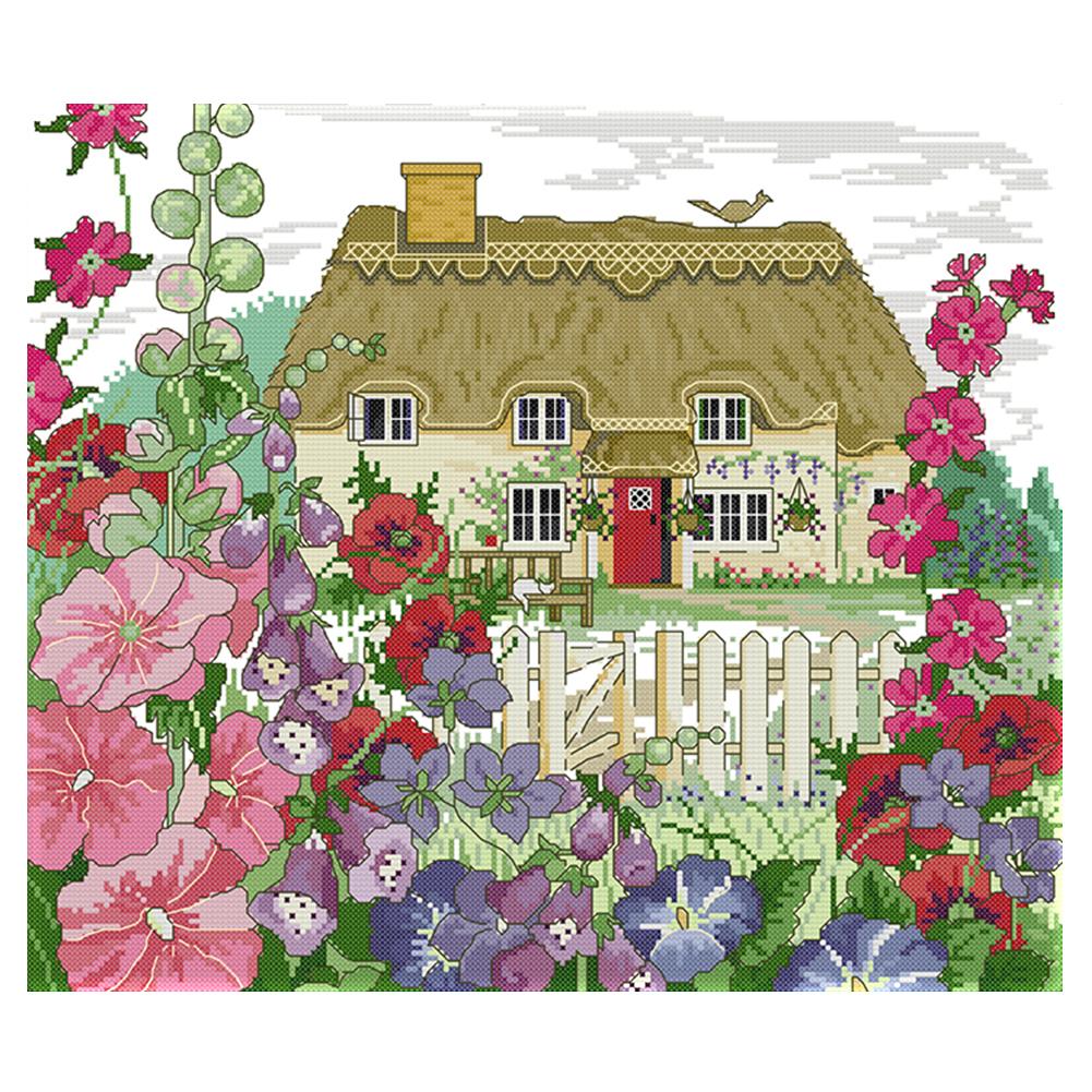

Morning Glory Cottage - 14CT Stamped Cross Stitch - 44*38cm, 501 Original
