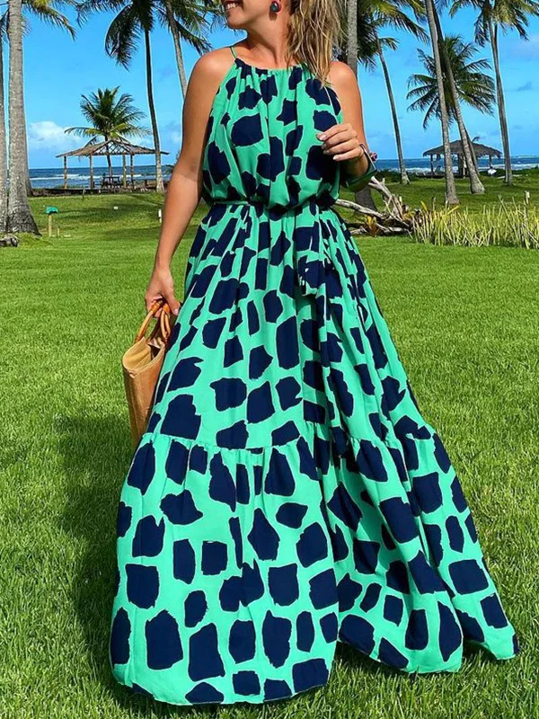 Cozy Flowing Cow Print Women's Maxi Dress