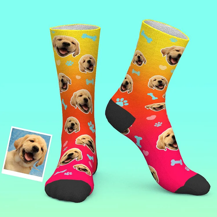 Custom Dog Socks Multi-color Gradient Gifts For Dog Lovers