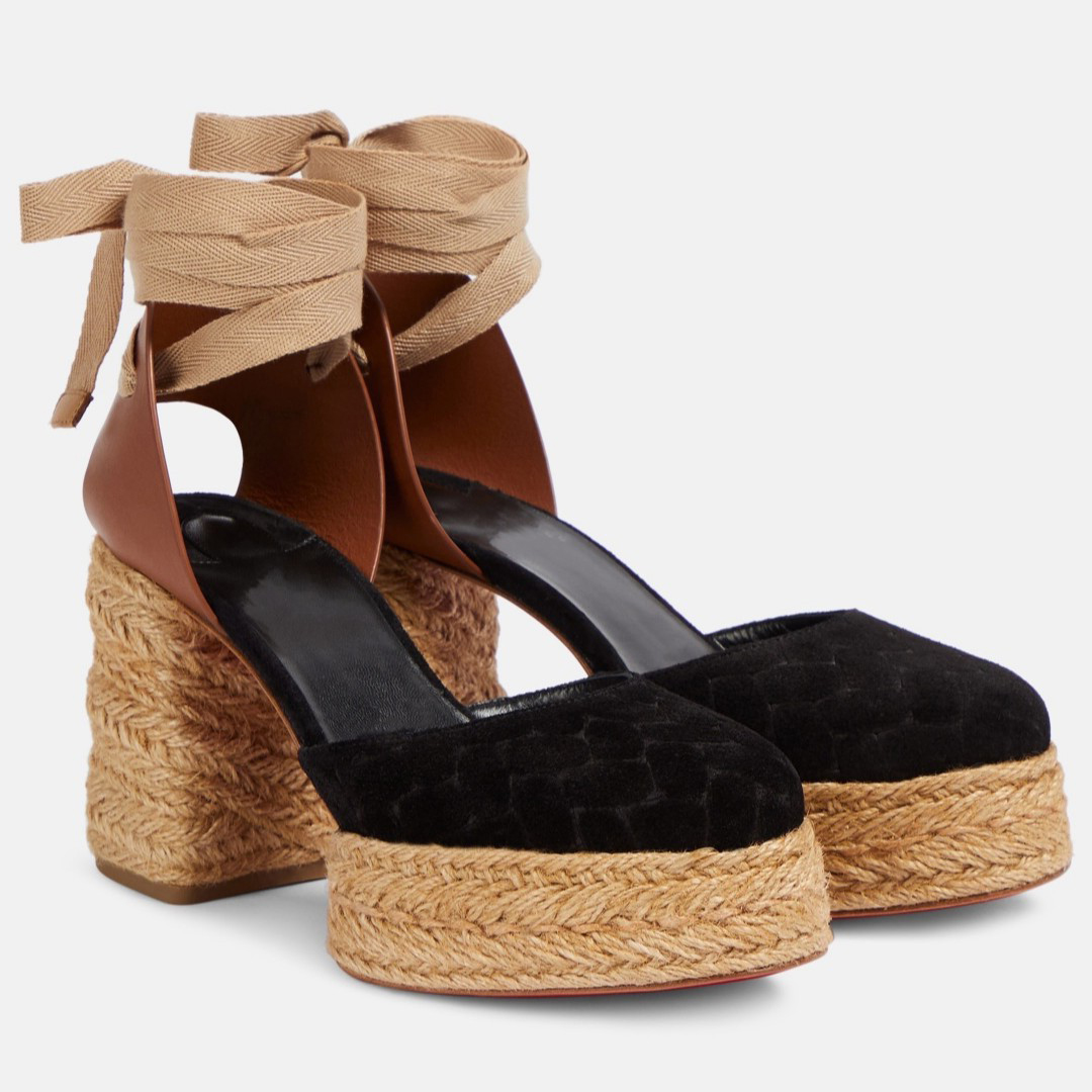 85mm Women's Chunky Red Bottom Sandals Waterproof Platform Straw Rope Sandals-MERUMOTE