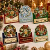 6Pcs DIY Pearl Diamond Painting Christmas Cards, 3D Greeting Card Craft Kits with Resin Pearls, Handmade Holiday Cards for Adults, Christmas Gifts & Decorations