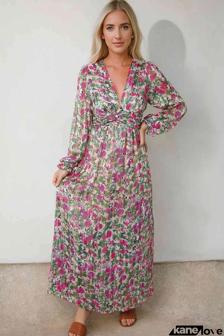 Floral Deep V Maxi Dress