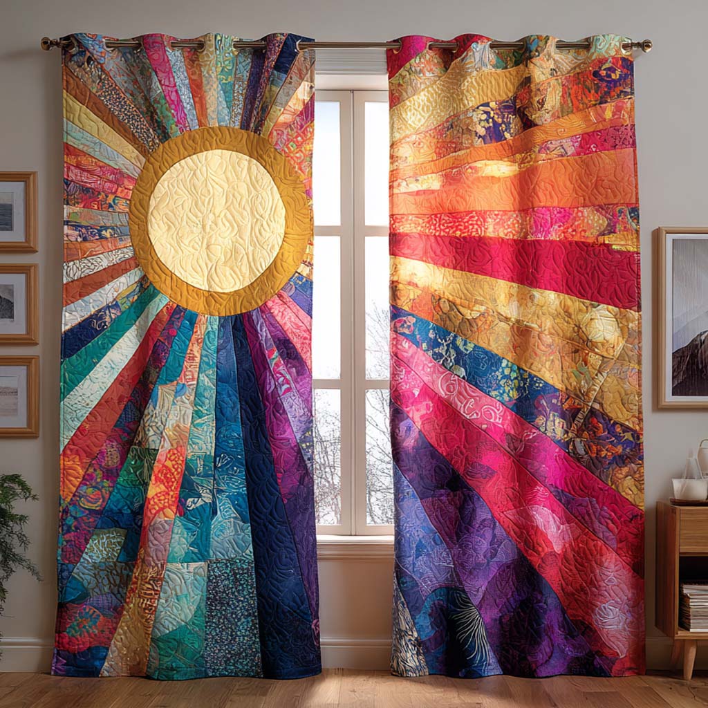 Meadow Bright Rays Printed Quilted  Curtains NCU0XD2049