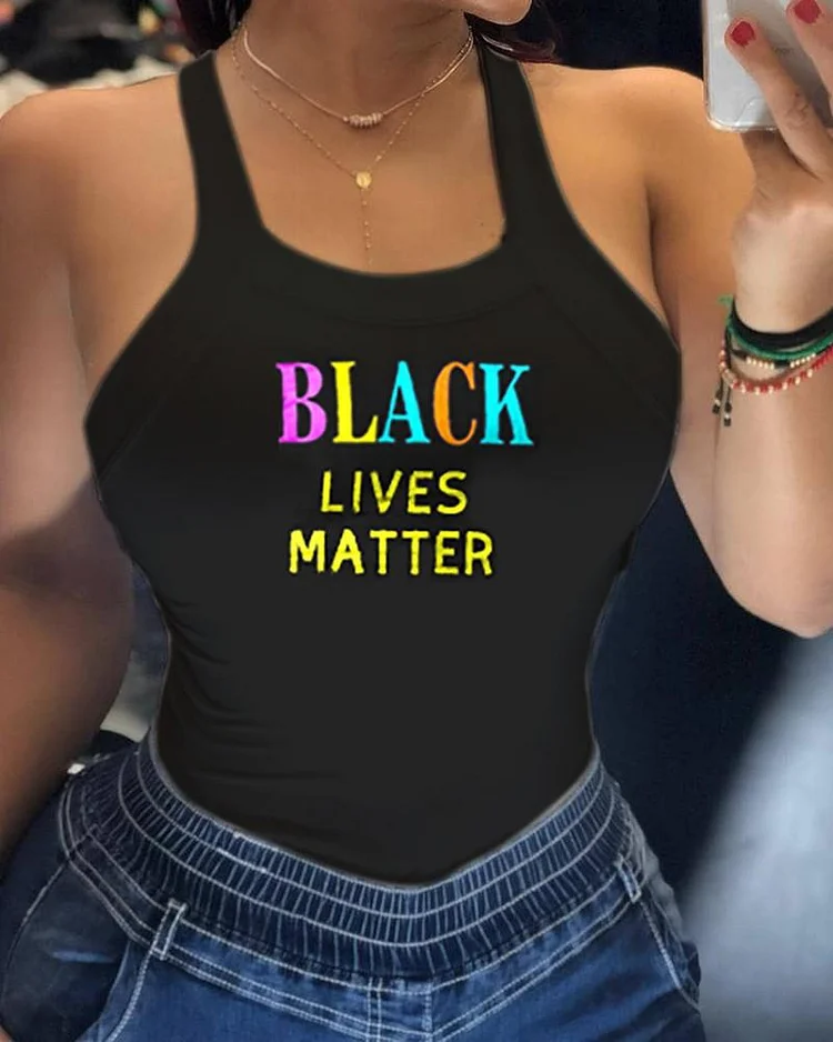 Letter Print Bowknot Design Backless Top