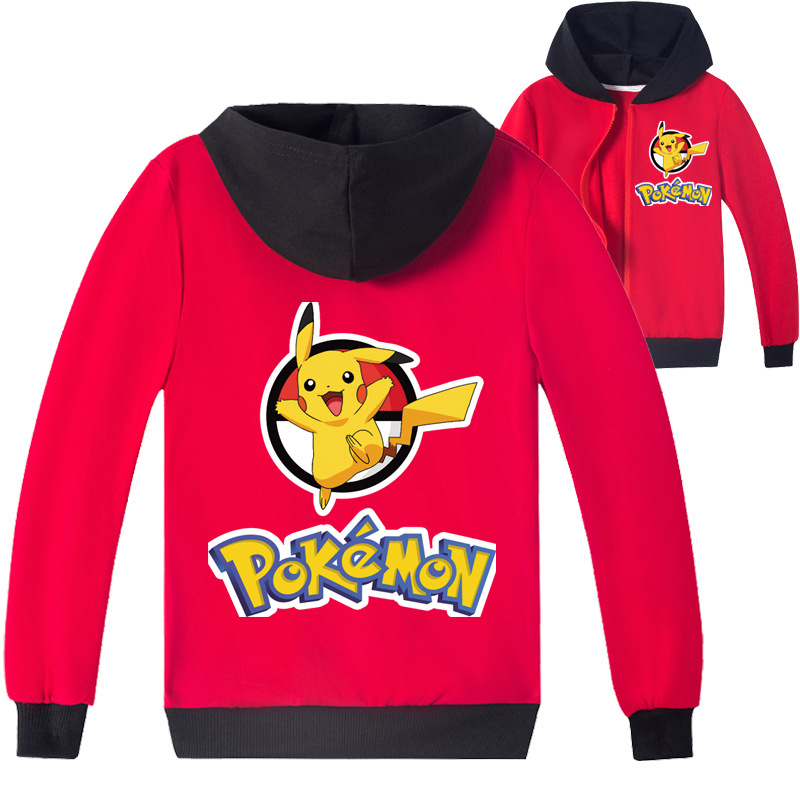 Mayoulove Pikachu Pattern Zipper Jacket | Cute and Comfortable Jacket for Kids | Perfect for Fans of Pikachu | Boys and Girls Aged 3-10 Years Old-Mayoulove